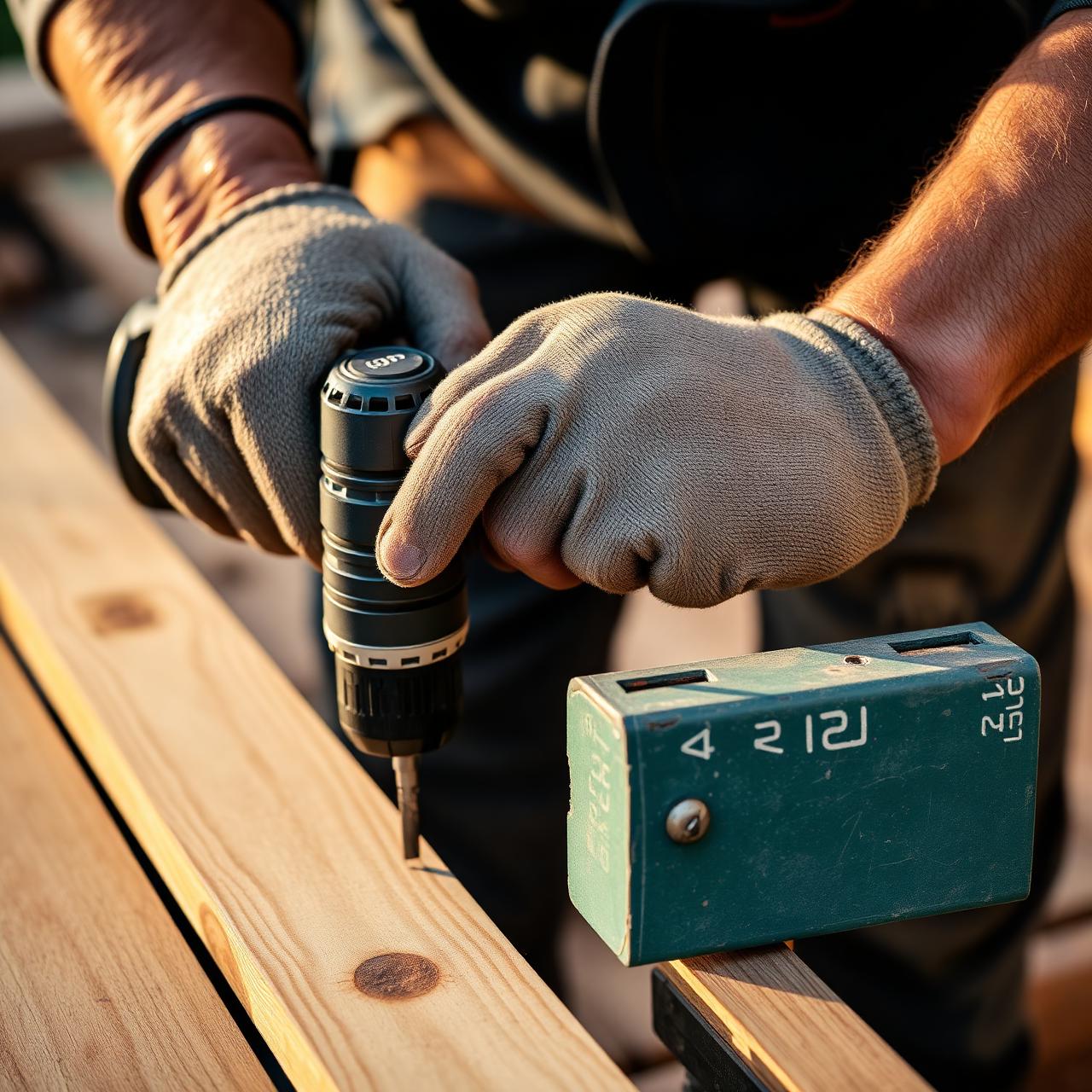 Carpenter installing deck framing in Chicago