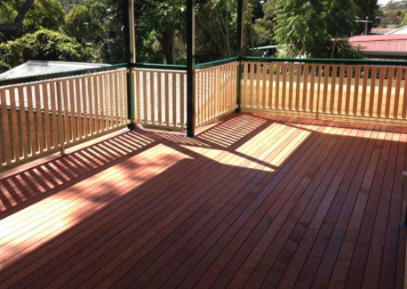 Hardwood deck with timber railing in Lincoln Park