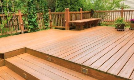 Multi-level wood deck installation in Oak Park, IL
