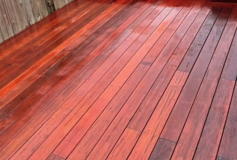 Refinished red mahogany deck boards in Hyde Park